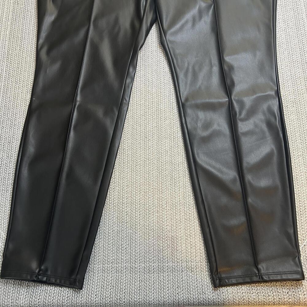 Nine West Black Vegan Leather High Rise Seamed Leggings XXL‎
